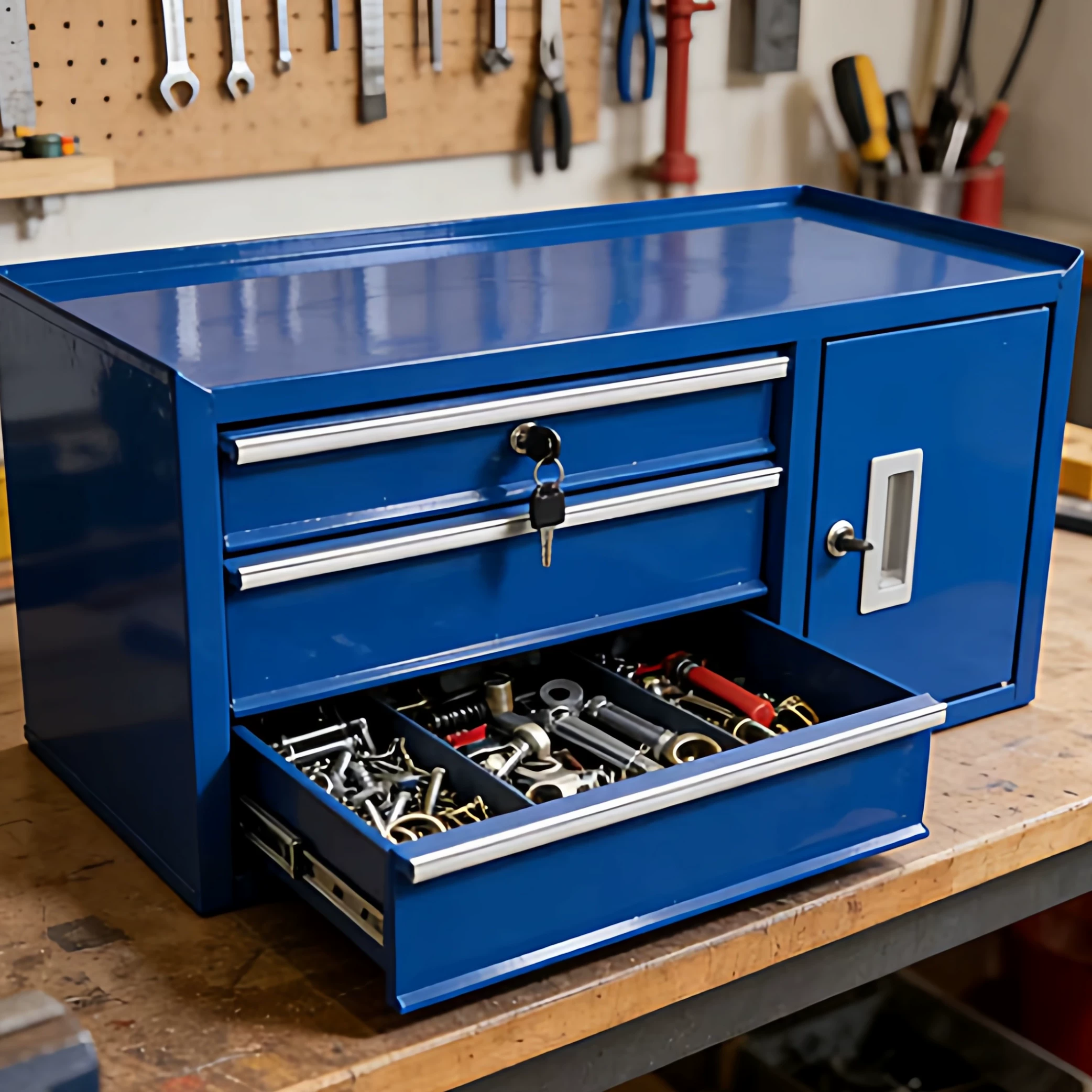 Workshop Tools Box - Mehrzweck-Eisen-Desktop-Werkzeugschrank Metall-Aufbewahrungsbox für Werkstatt, Büro und