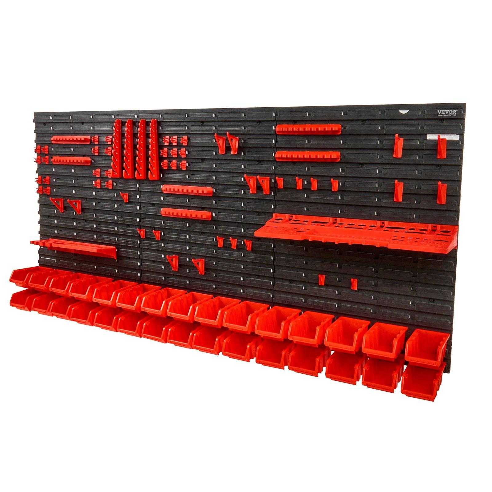 Workshop Tools Wall - Wandmontierter 30-Fächer Kunststoff-Teileorganizer mit Paneelen, Werkzeughaltern,