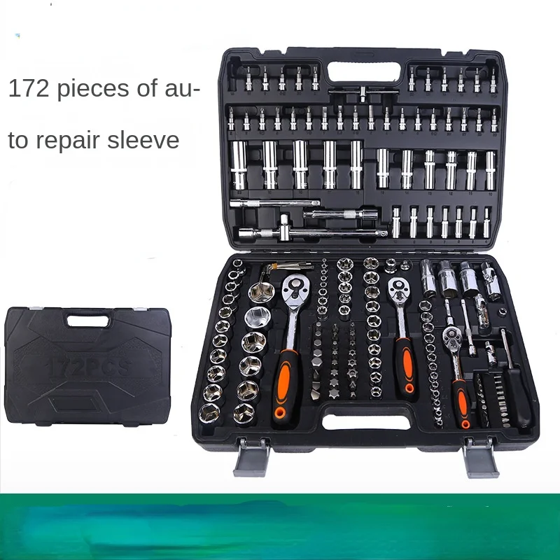Workshop Tools Box - 172-teiliger Autoreparatur-Werkzeugsatz, Steckschlüssel-Ratschenschlüssel-Set, Werkzeugkasten, Autoreparatur-Set, mechanische