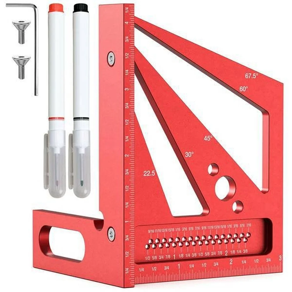 Workshop Layout Tools - Roter 3D-Multifunktions-Winkelmesser für Werkstatt-Layout-Markierung 22,5 30