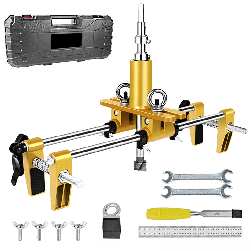 Dowel Jig Kit - Holztür-Installationswerkzeug: Schlossloch-Öffner-Set, Türschloss-Einsteckschablone, Holzbearbeitungs-Werkzeug zum Öffnen